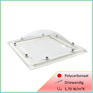 Lichtkoepel driewandig polycarbonaat 105x105 glashelder