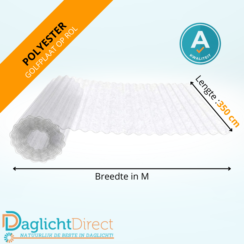 Polyester golfplaat op rol 76/18 350cm waterafloop