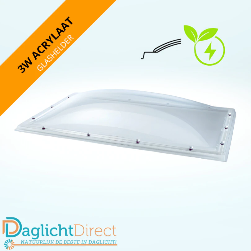 Lichtkoepel driewandig acrylaat 100×160 glashelder