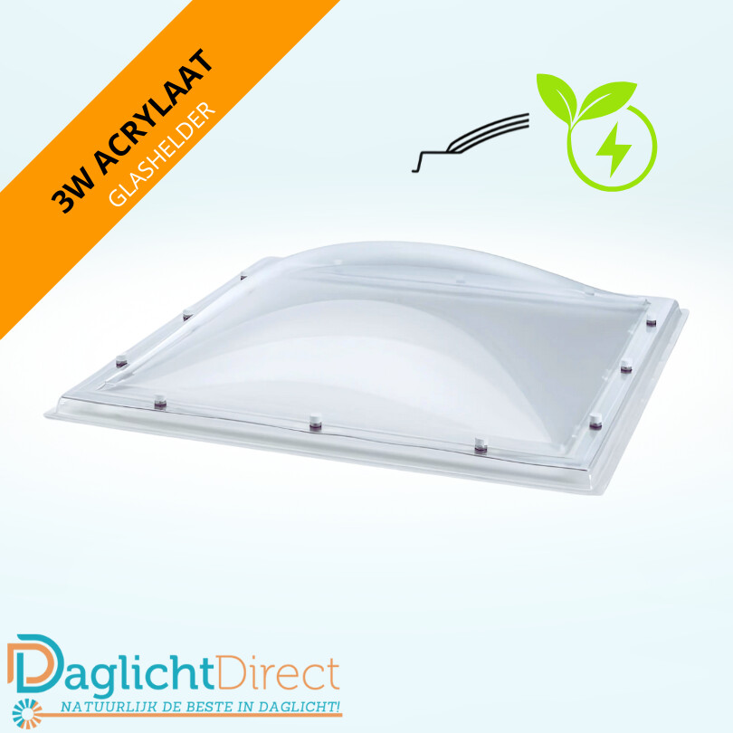 Lichtkoepel driewandig acrylaat 70×70 glashelder