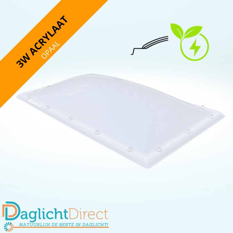 Lichtkoepel driewandig acrylaat 100×200 opaal