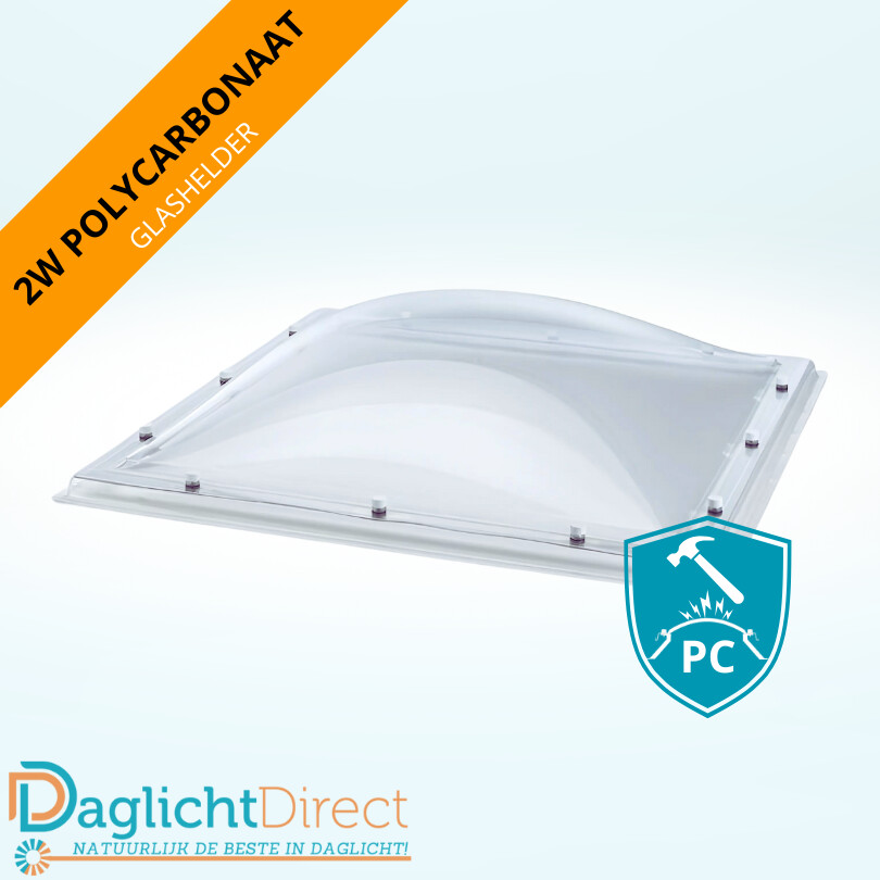 Lichtkoepel dubbelwandig polycarbonaat 70×70 glashelder