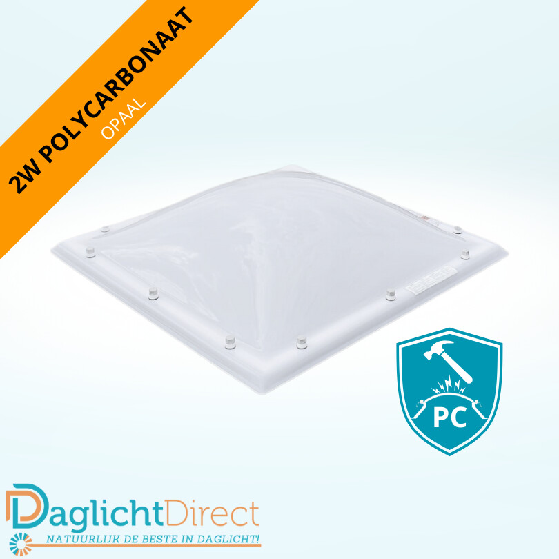 Lichtkoepel dubbelwandig polycarbonaat 70×70 opaal