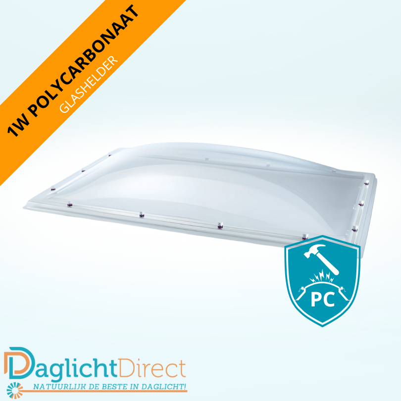 Lichtkoepel enkelwandig polycarbonaat 100×200 glashelder