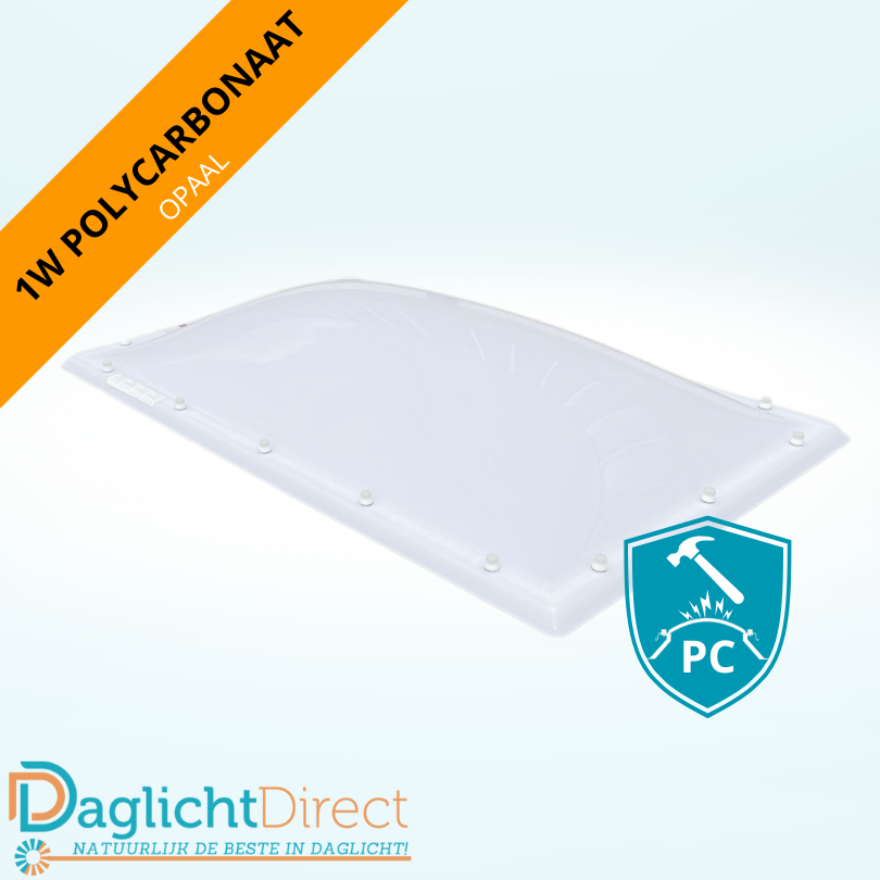 Lichtkoepel enkelwandig polycarbonaat 100×200 opaal