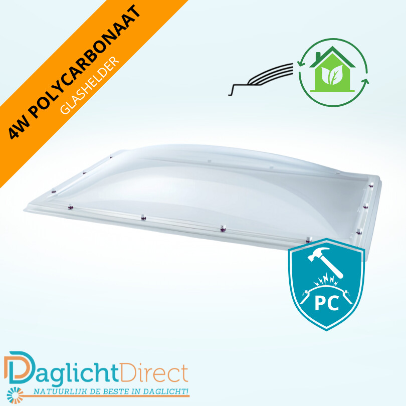 Lichtkoepel vierwandig polycarbonaat 70×100 glashelder