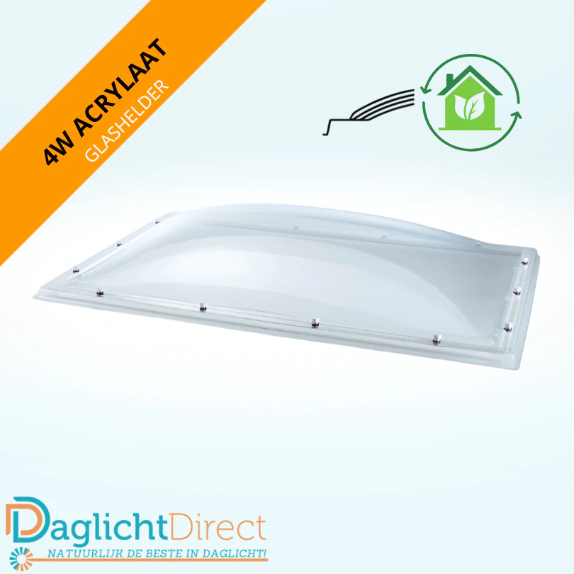 Lichtkoepel vierwandig acrylaat 80×130 glashelder