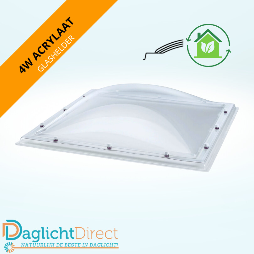 Lichtkoepel vierwandig acrylaat 80×80 glashelder