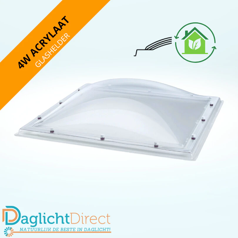 Lichtkoepel vierwandig acrylaat 70×70 glashelder