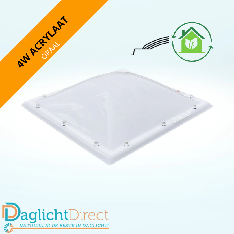 Lichtkoepel vierwandig acrylaat 70×70 opaal