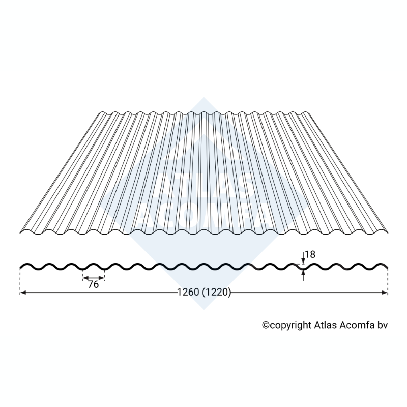 Golftype 76-18 kleine golf 126cm breed en werkende breedte 122cm